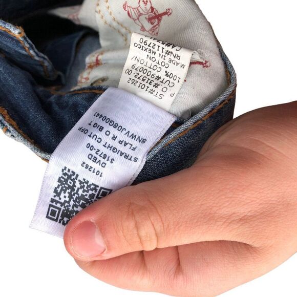 RARE True Religion Jeans Shorts Size 38 STRAIGHT BIG T Blue - Picture 5 of 8